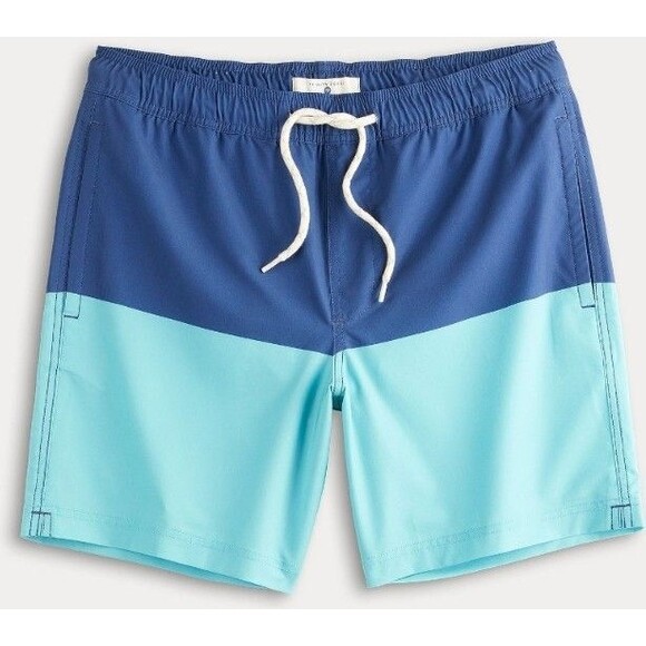 Trinity Coast Mens Blue/Turquoise Two-Tone Drawstring Swim Shorts XXL 2XL NWT - Picture 1 of 4